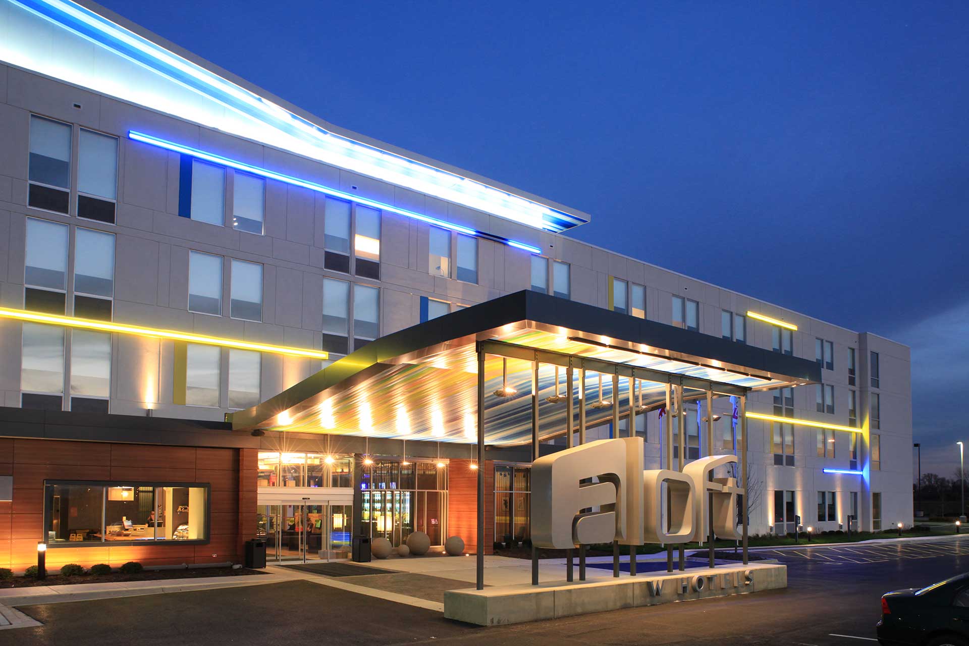 Entrance to Aloft Hotel