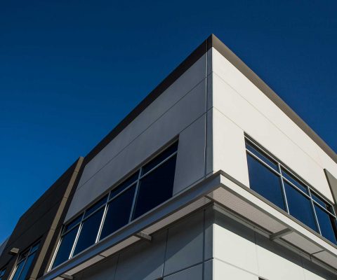 Corner detail of AZ|60 industrial facility