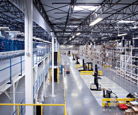 High-density racking at W. W. Grainger distribution center