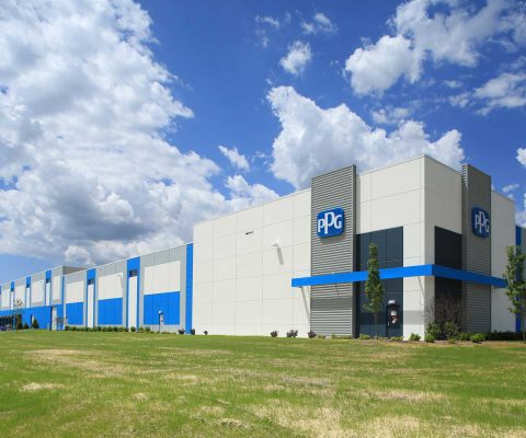 Exterior of PPG Industries distribution facility